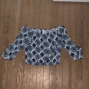 cropped off the shoulder long sleeve shirt